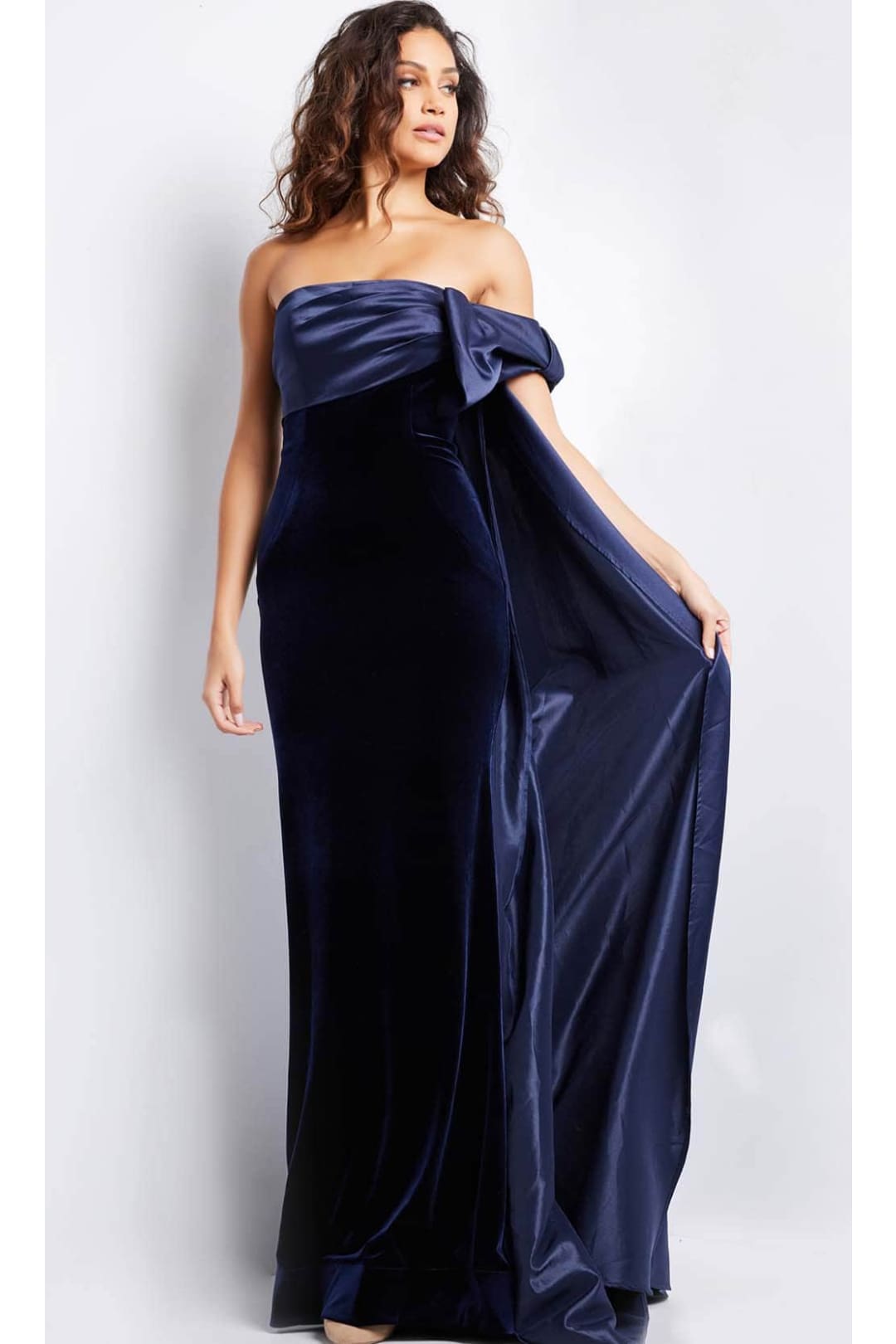Jovani 37391 - Straight-Across Velvet Evening Gown - Prom