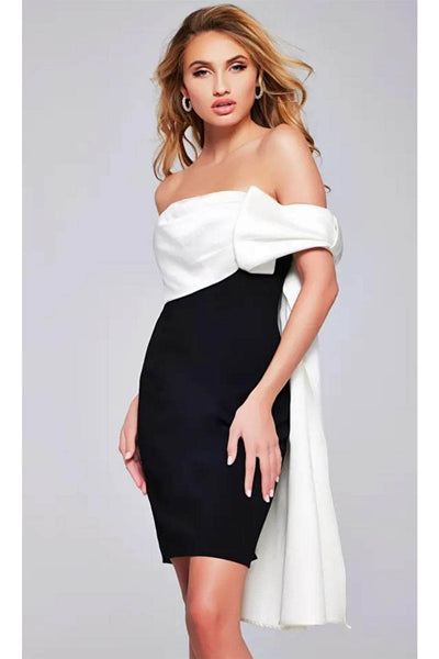 Jovani 37392 - Bow Accent Off-Shoulder Cocktail Dress - Prom