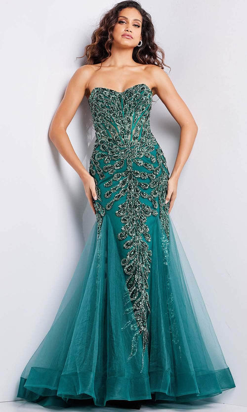 Jovani 37412 - Trumpet Evening Dress with Corset Design - Prom