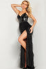 Jovani 37435 Cut Glass Embellished Bodice Feather Prom Evening Gown - Dress