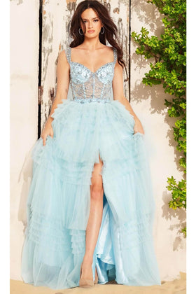 Jovani 37438 - Elegant Sleeveless Ruffled Ballgown
