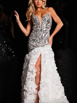 Jovani 37588 - Ruffle Detail Trumpet Prom Gown