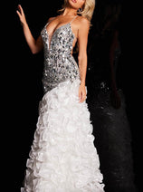 Jovani 37588 - Ruffle Detail Trumpet Prom Gown