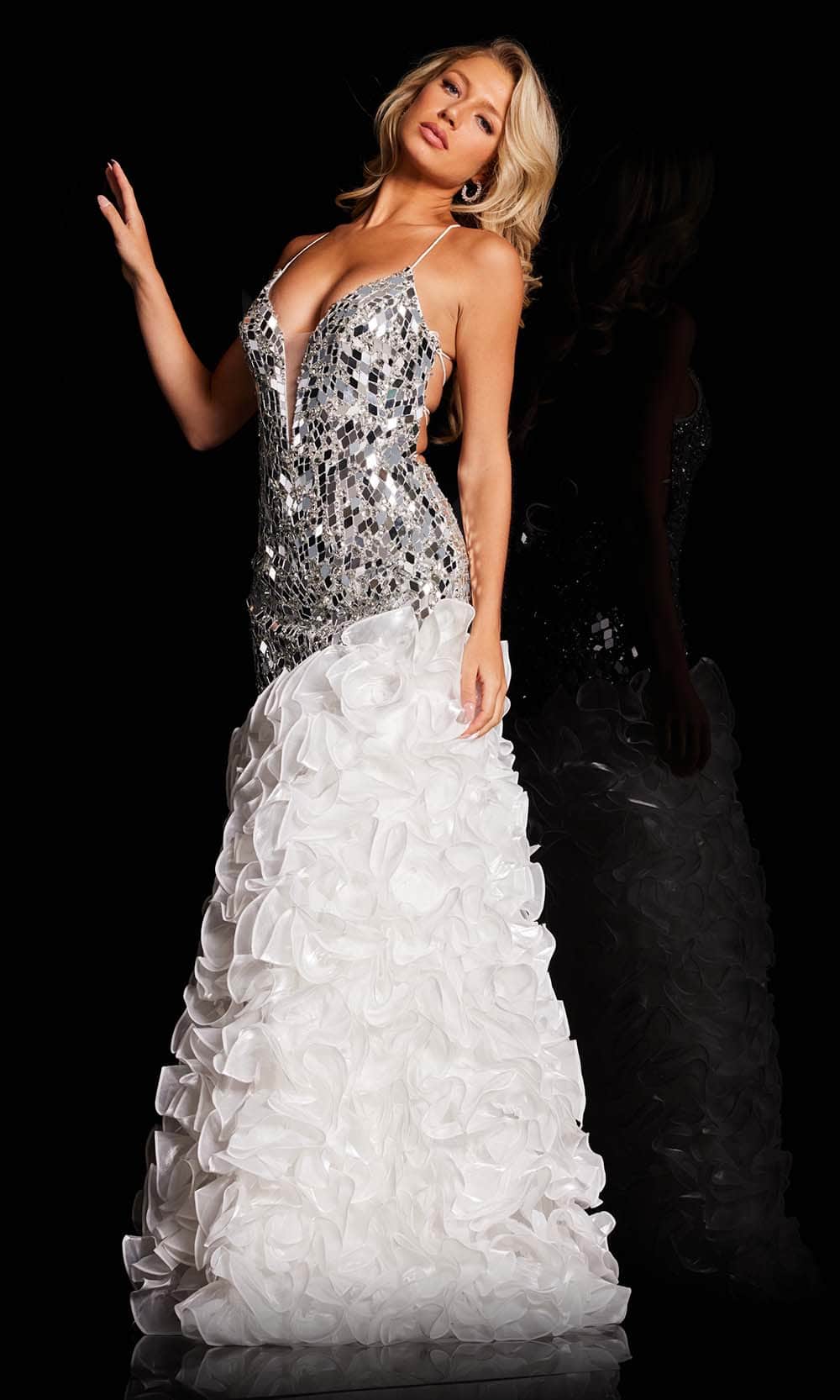 Jovani 37588 - Ruffle Detail Trumpet Prom Gown - Prom