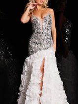 Jovani 37588 - Ruffle Detail Trumpet Prom Gown