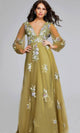 Jovani 37607 - Evening Gown with Sheer Bishop Sleeves and Appliqué Details - Prom