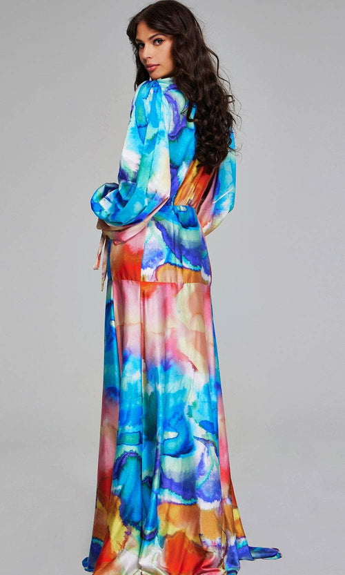 Jovani 37669 - Multicolor Evening Gown Featuring Surplice V-Neckline - Prom