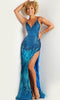 Jovani 37678 - Sequin-Embellished Feathered Prom Dress - Prom