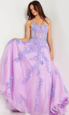 Jovani 37700 - Floral Corset A-Line Gown
