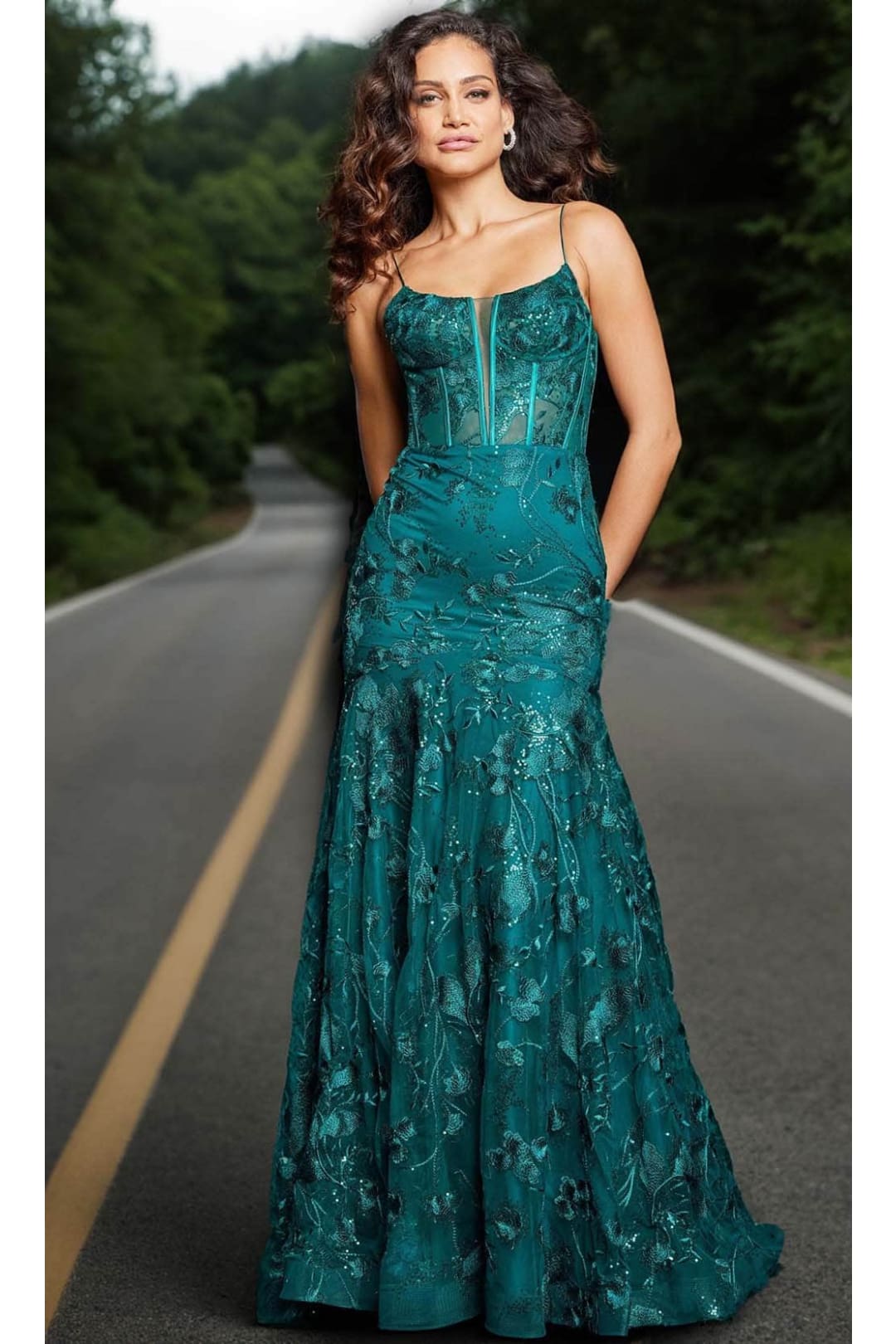 Jovani 38004 - Floral Embroidered Prom Gown - Prom