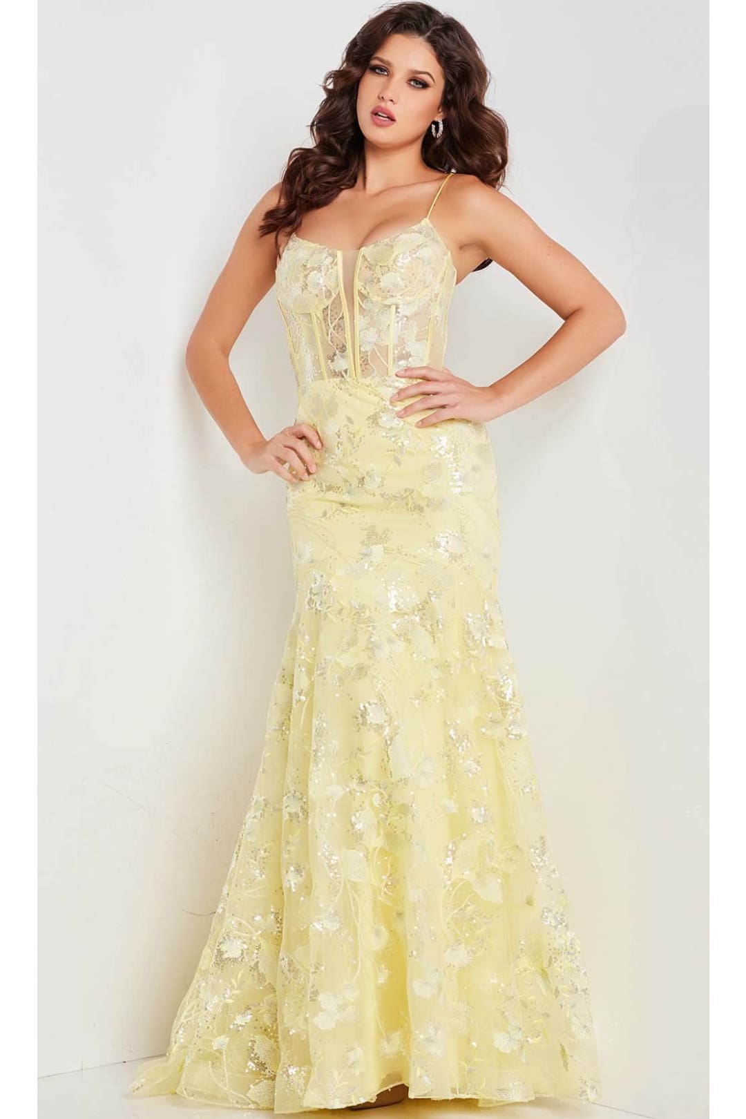 Jovani 38004 - Floral Embroidered Prom Gown - Prom