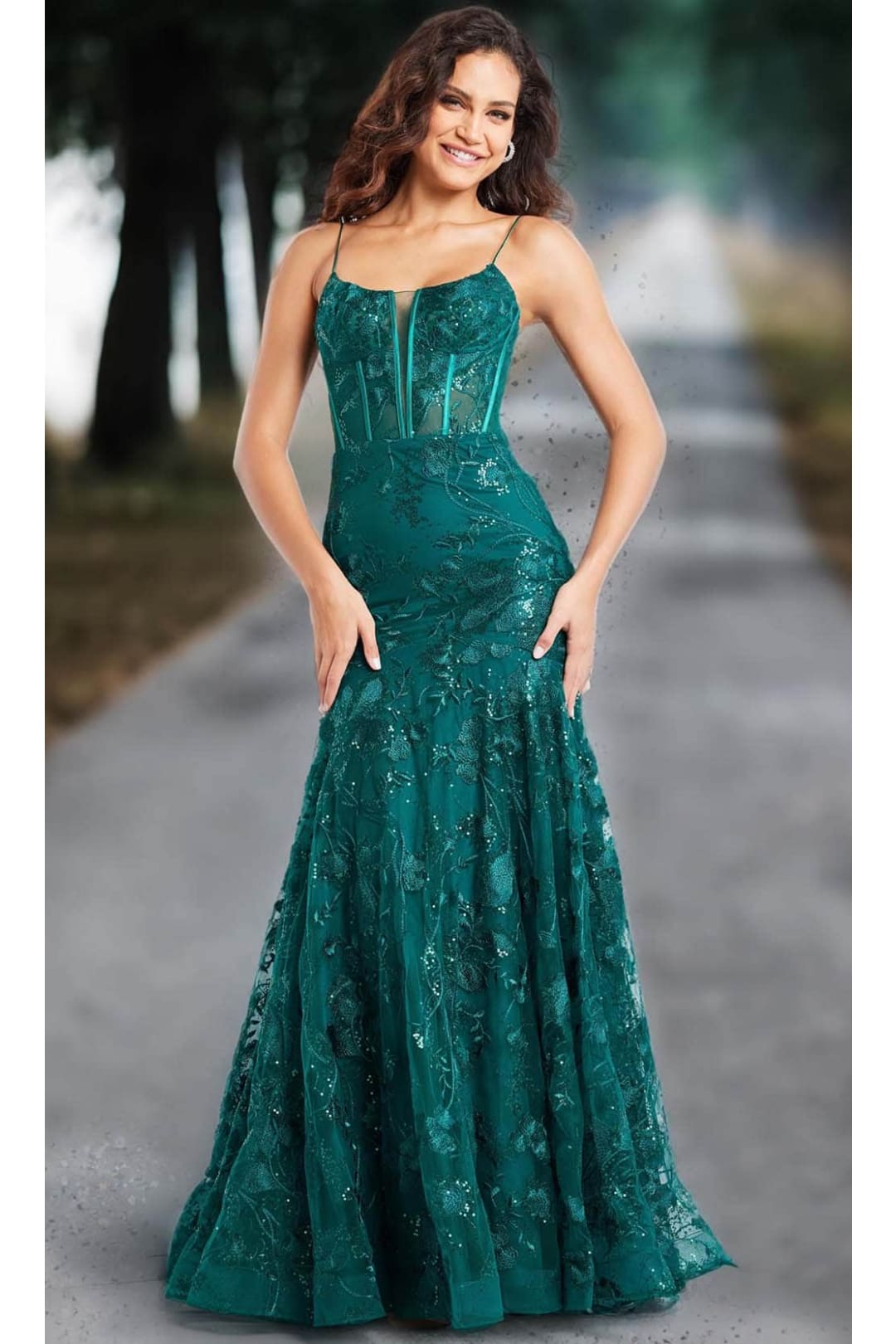 Jovani 38004 - Floral Embroidered Prom Gown - Prom