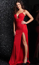 Jovani 38142 - Long Dress with Stone Embellishments and Slit - Prom