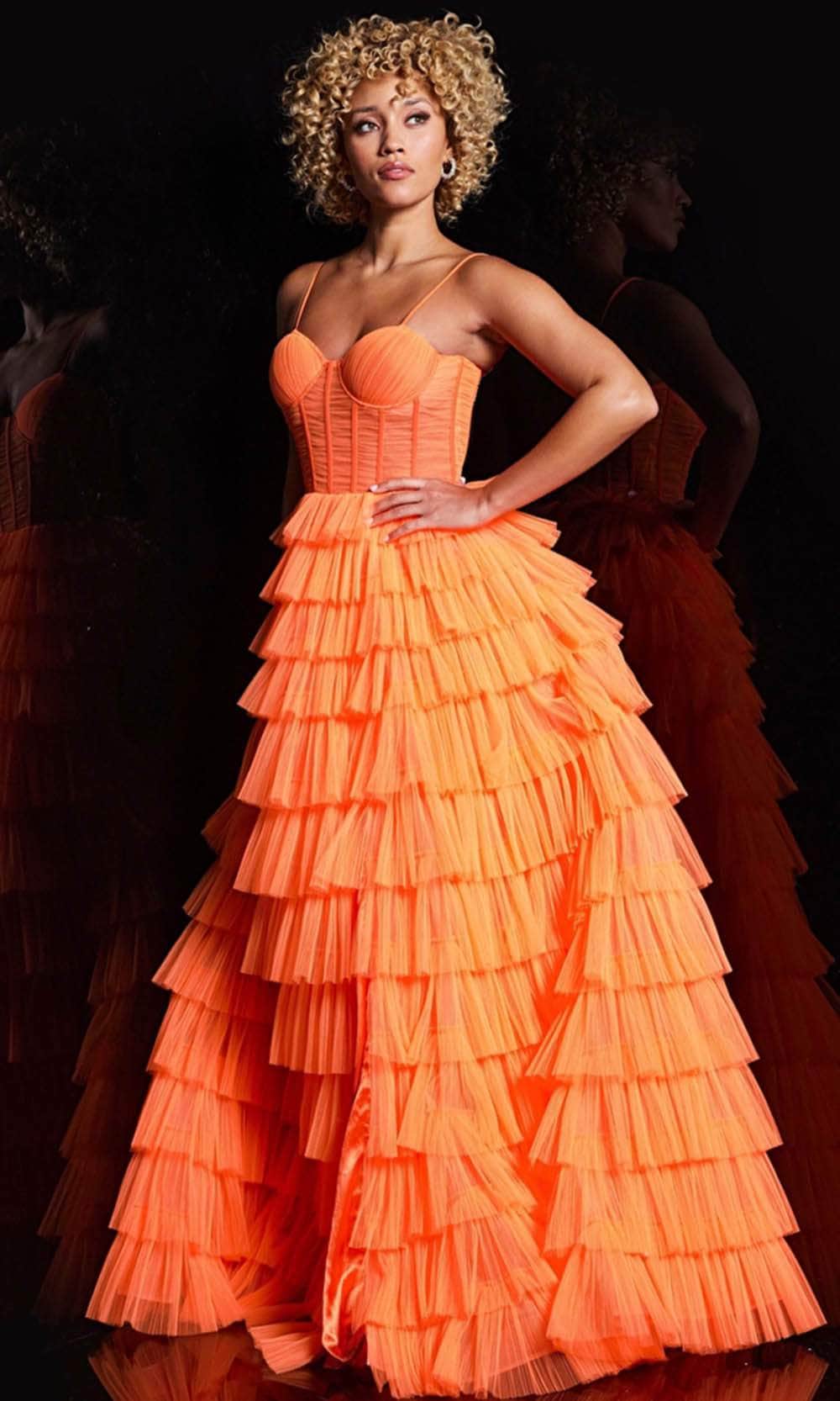 Jovani 38277 - A-Line Gown with Tulle Tiers - Prom