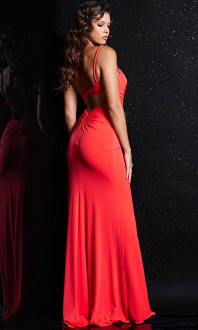 Jovani 38309 - Spaghetti Strap Cutout Jersey Evening Dress - Prom