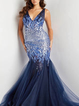 Jovani 38373 - Illusion Sequined Mermaid Dress