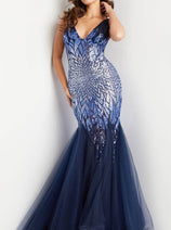 Jovani 38373 - Illusion Sequined Mermaid Dress