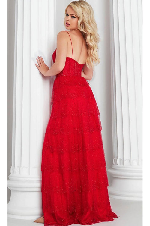 Jovani 38431 - Beaded Tulle A-Line Prom Gown - Prom