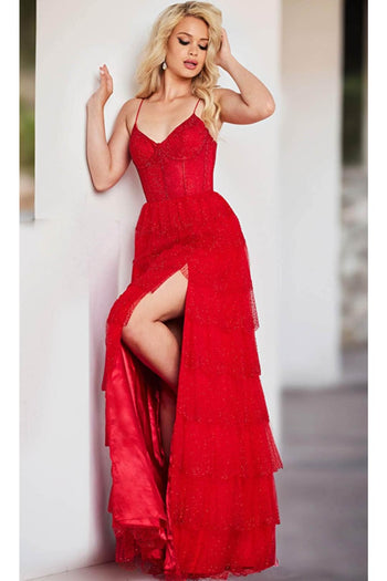 Jovani 38431 - Beaded Tulle A-Line Prom Gown - Prom