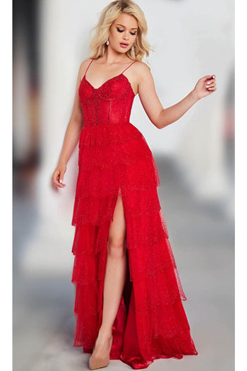 Jovani 38431 - Beaded Tulle A-Line Prom Gown - Prom