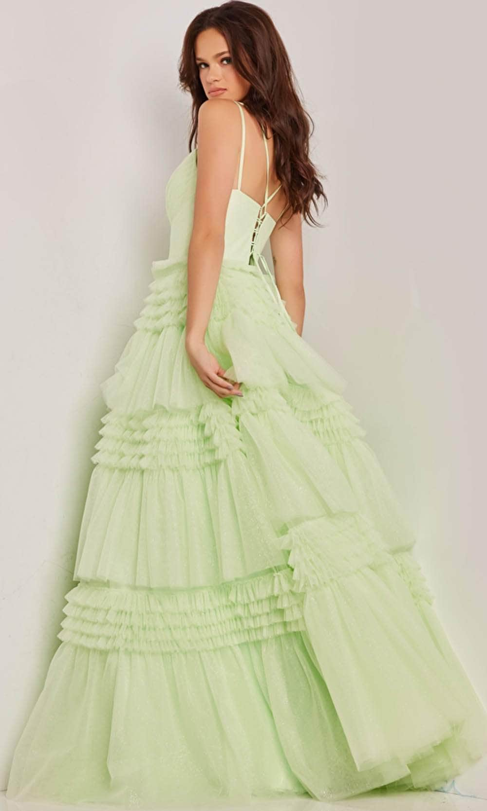 Jovani 38477 - Inset Tiered A-Line Gown - Prom