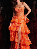 Jovani 38528 - A-Line Prom Gown with Tiered Design