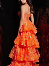 Jovani 38528 - A-Line Prom Gown with Tiered Design