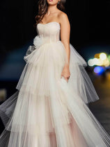 Jovani 38537 - Off-Shoulder Corset Tiered Gown