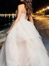 Jovani 38537 - Off-Shoulder Corset Tiered Gown