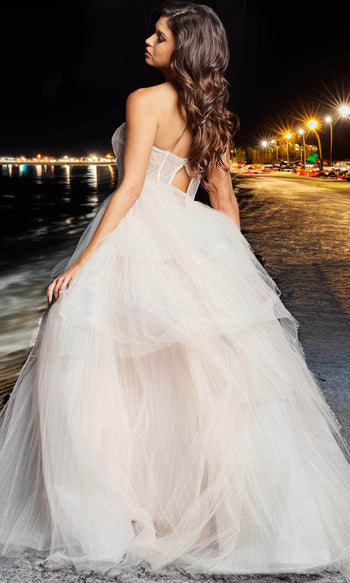 Jovani 38537 - Off-Shoulder Corset Tiered Gown - Prom