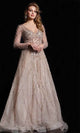 Jovani 38589 - Sheer Long Sleeve Beaded Prom Gown - Prom