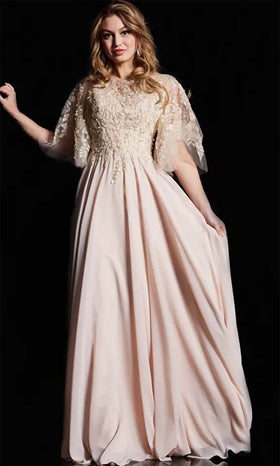 Luminous Champagne Elegance: Jovani 38622 Long Dress