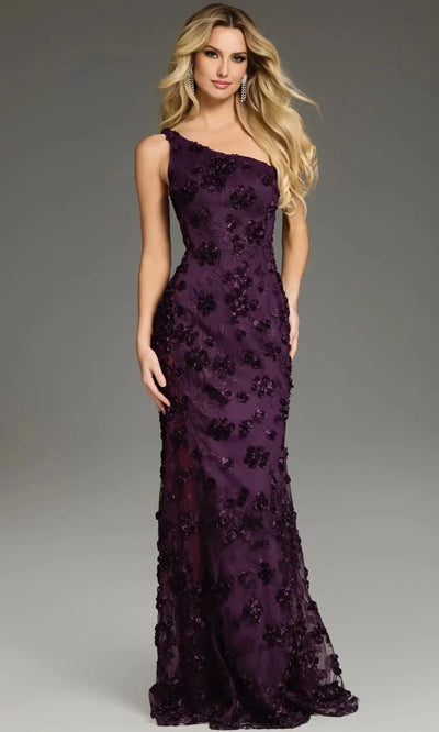 Jovani 38684 - One Shoulder Gown with 3D Appliques