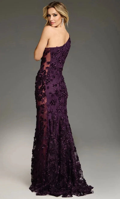 Jovani 38684 - One Shoulder Gown with 3D Appliques