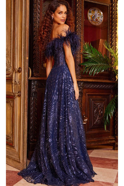 Jovani 38720 - Floral Applique Tulle Prom Dress - Prom