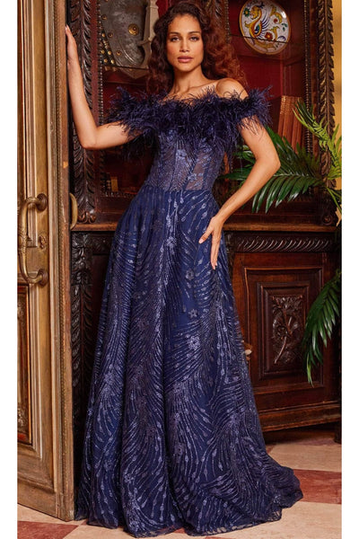 Jovani 38720 - Floral Applique Tulle Prom Dress - Prom