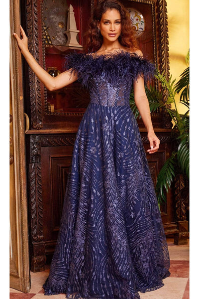 Jovani 38720 - Floral Applique Tulle Prom Dress - Prom