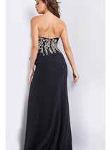 Jovani 38746 - Satin Cape Beaded Long Gown