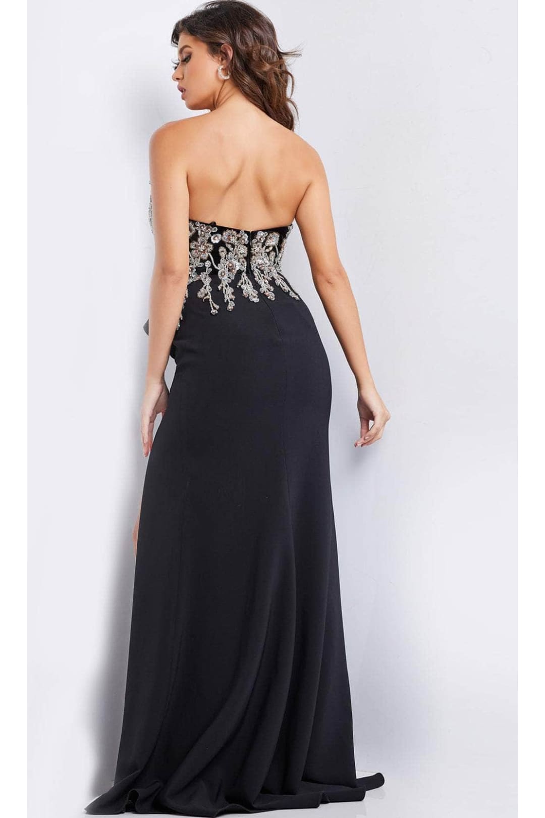 Jovani 38746 - Satin Cape Beaded Long Gown - Prom