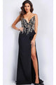 Jovani 38746 - Satin Cape Beaded Long Gown - Prom