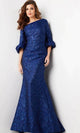 Jovani 38791 - Quarter Sleeve Asymmetrical Neck Prom Gown - Prom