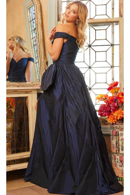 Jovani 38947 - Ruched Single Off-Shoulder Prom Gown - Prom