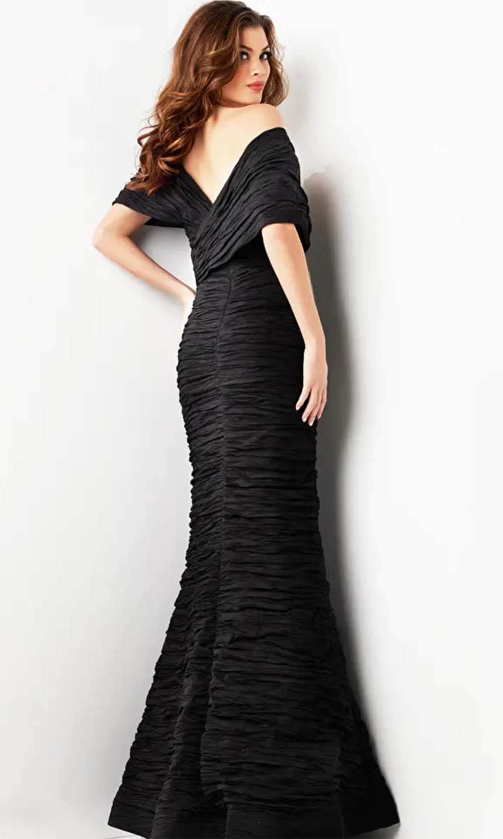 Jovani 38954 - Off-Shoulder V-Shaped Back Prom Dress - Prom