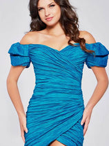 Jovani 39014 - Off-Shoulder Ruched Cocktail Dress