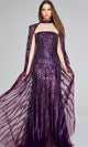 Jovani 39046 - Long Cape Evening Gown with Patterned Sequins - Prom