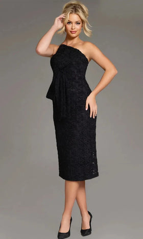 Jovani Floral One-Shoulder Midi Dress