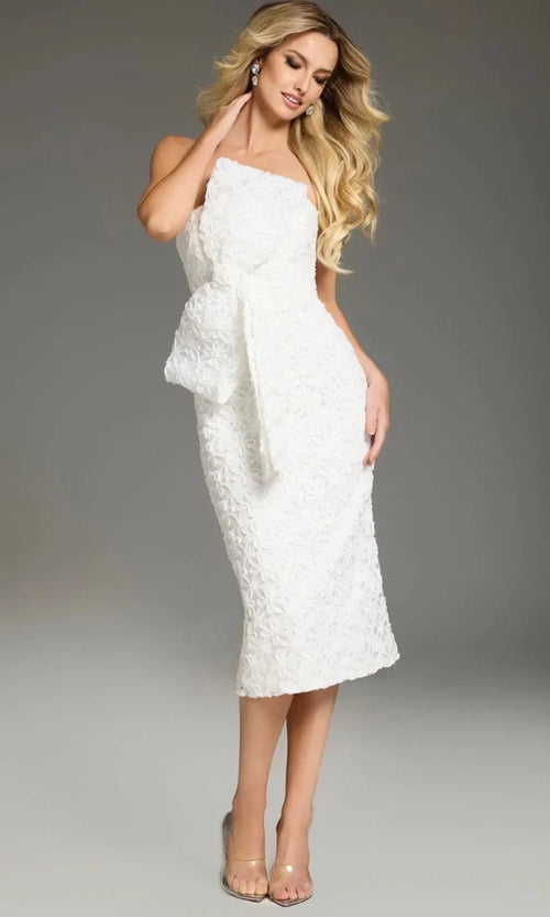 Jovani Floral One-Shoulder Midi Dress