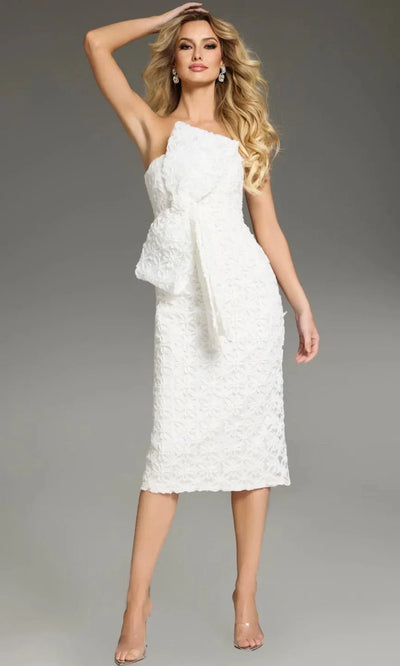Jovani Floral One-Shoulder Midi Dress