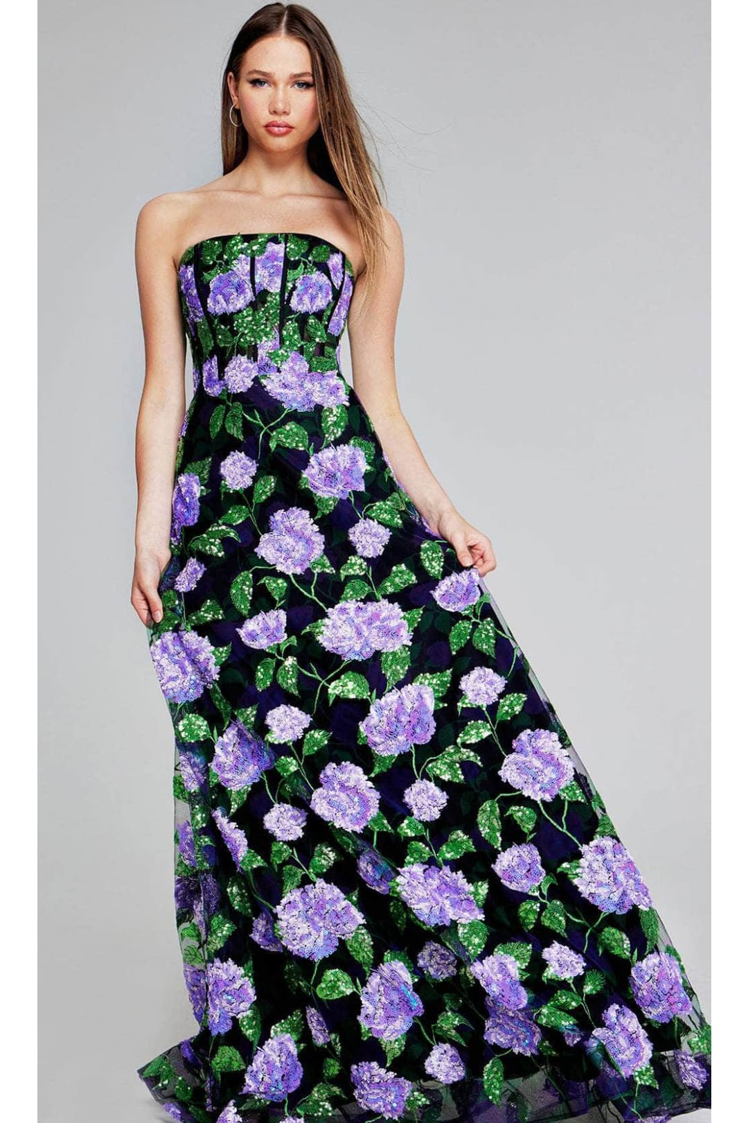 Jovani 39116 Floral Sequin Evening Gown - Prom