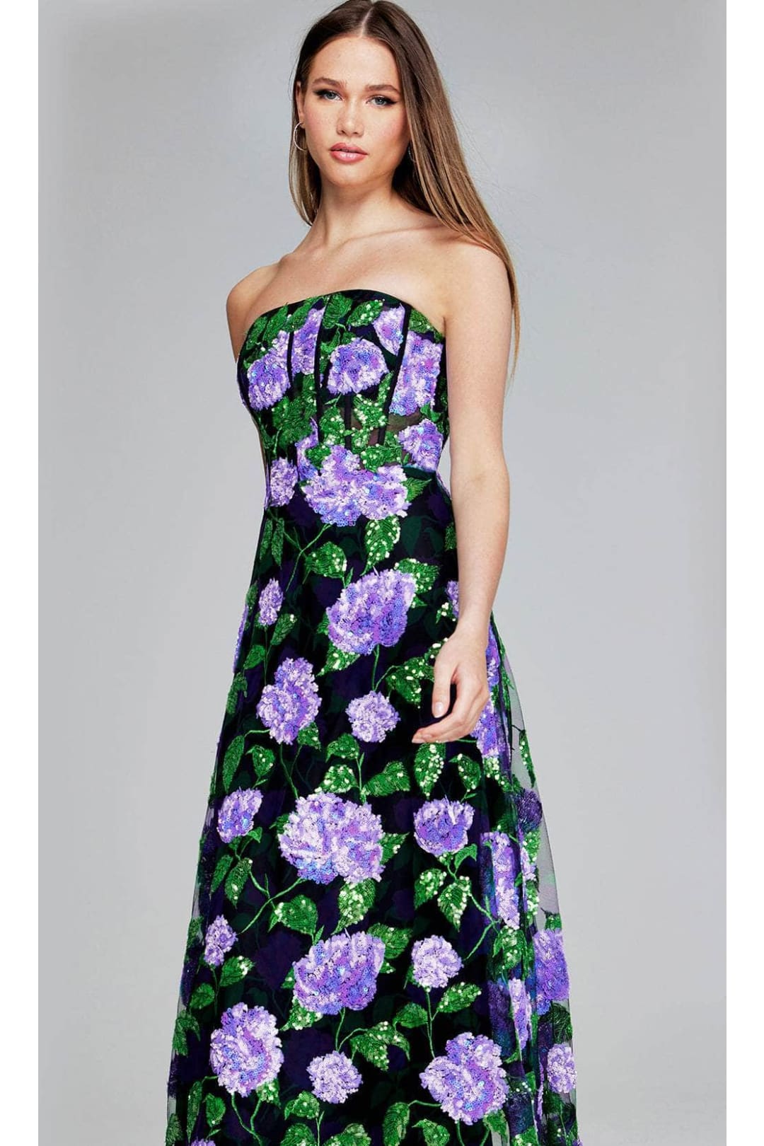 Jovani 39116 Floral Sequin Evening Gown - Prom